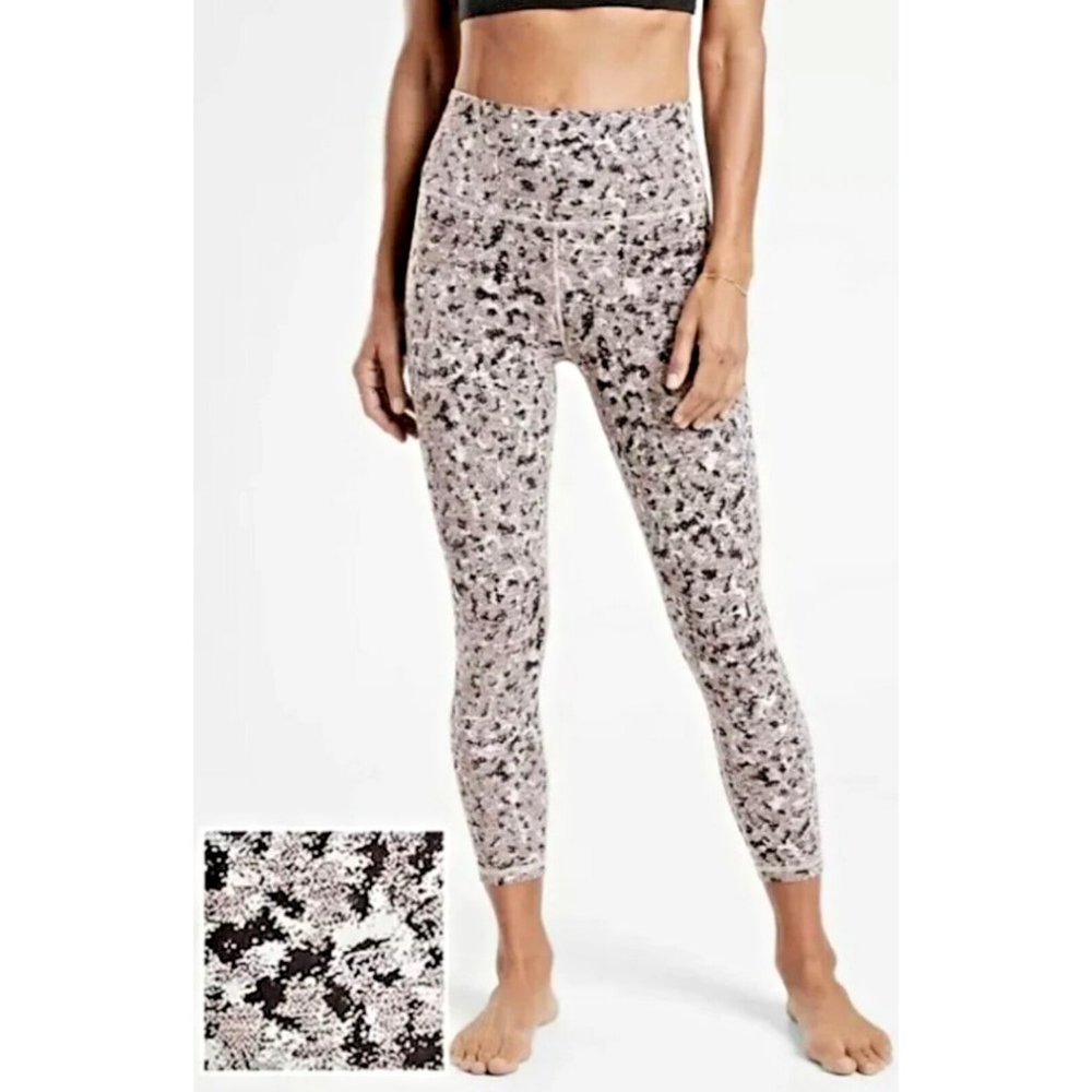ATHLETA Elation Textured 7/8 Tight XS Leggings Meadow Decadent Chocolate Print